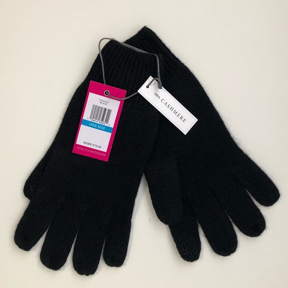 VINCE CAMUTO Cashmere Knit Tech Gloves Black - Picture 1 of 6